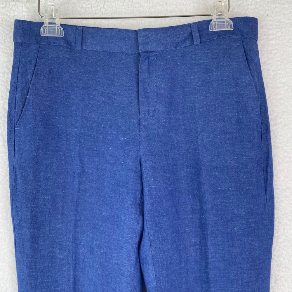 Banana Republic Avery Blue Linen Blend Ankle Pants Womens 6 Cobalt Slim Career - Picture 1 of 12
